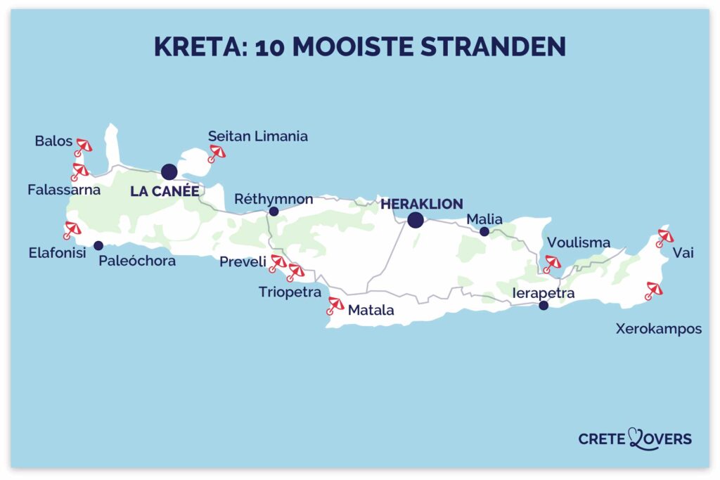 kaart mooiste stranden kreta
